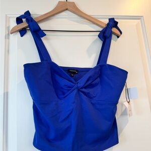 Originality Tie-Shoulder Sweetheart Crop Top in Royal Blue Dry Goods Junior L